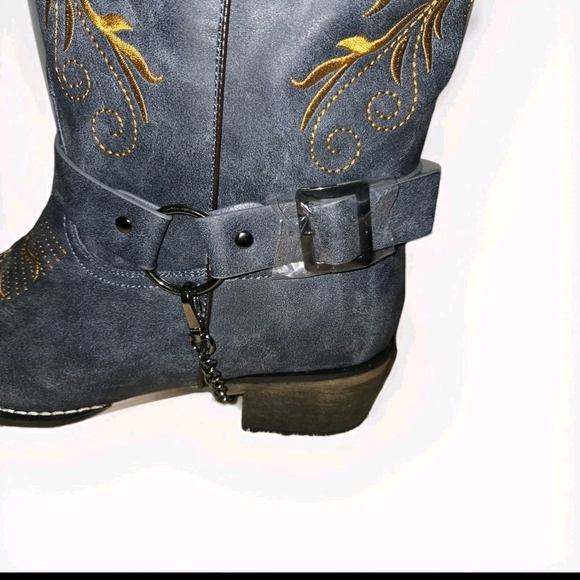 GPXGPX Women's Embroidered Cowboy Boots Block Heel Mid Calf Size 9.5 Gray. - Picture 4 of 12